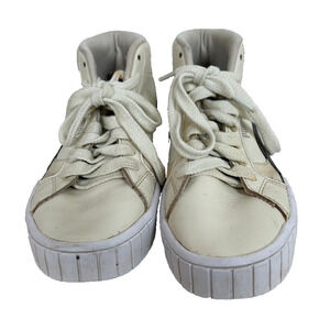 Puma Cali Star Ivory Womens 7 mid lace up leather & ripstop stacked sole sneaker